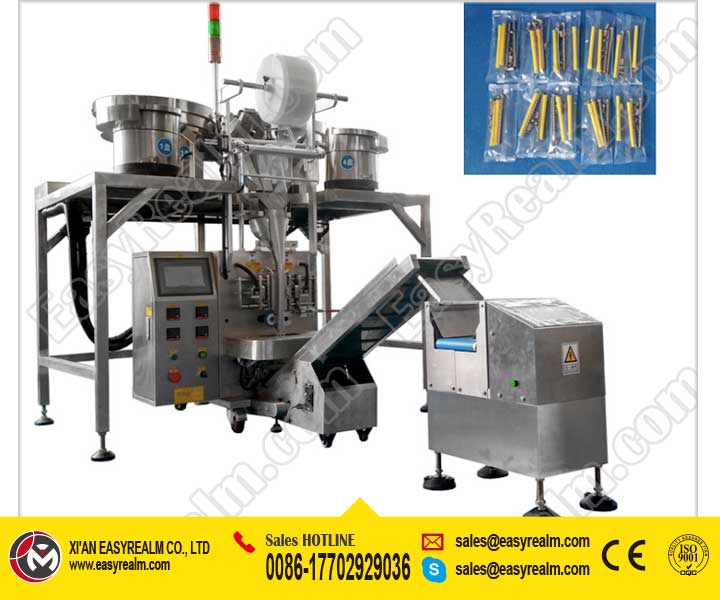 Automatic Nuts Bolts Screws Fasteners Mixed Hardware Packing Machine with 4 Vibratory Feeders - 1